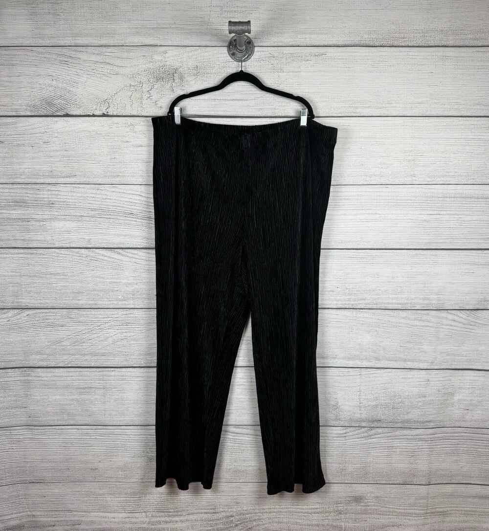 Dennis By Dennis Basso Plus Size Black Textured Velvet Wide Leg Pants Size 2X